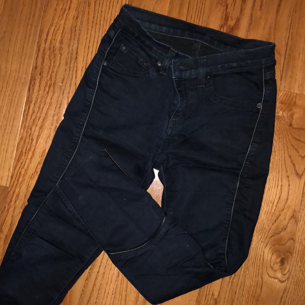 Rag and bone RAW HEM leather trim jeans